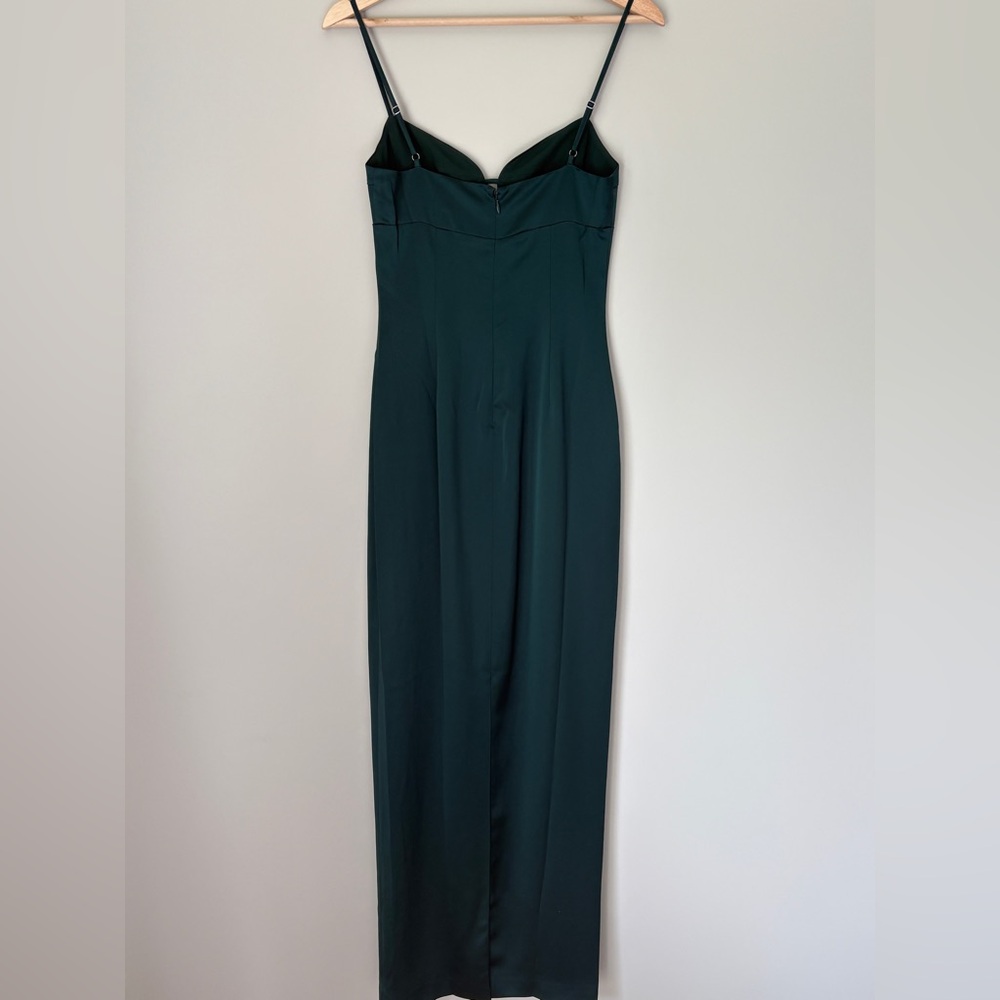 NEW Reformation Sathia Satin Long Dress Forest Dark Green | US 2 UK 6 - Picture 12 of 15